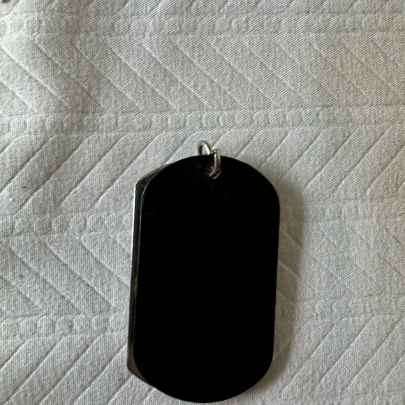 Stylish Silver Cross Dog Tag Pendant - Picture 2 of 3